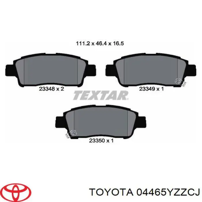 Купити 04465YZZCJ Toyota Колодки гальмівні передні, дискові