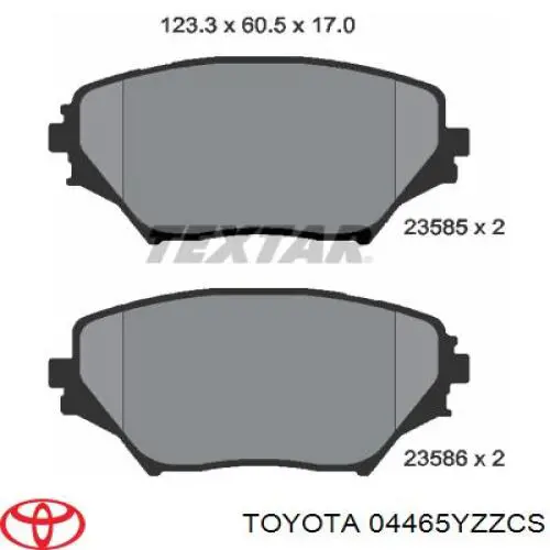 Колодки гальмівні передні, дискові 04465YZZCS Toyota