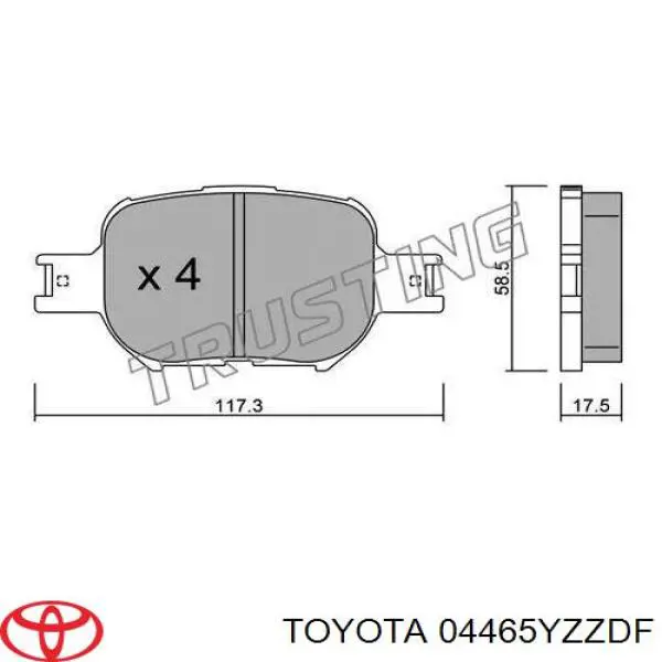 04465YZZDF Toyota колодки гальмівні передні, дискові