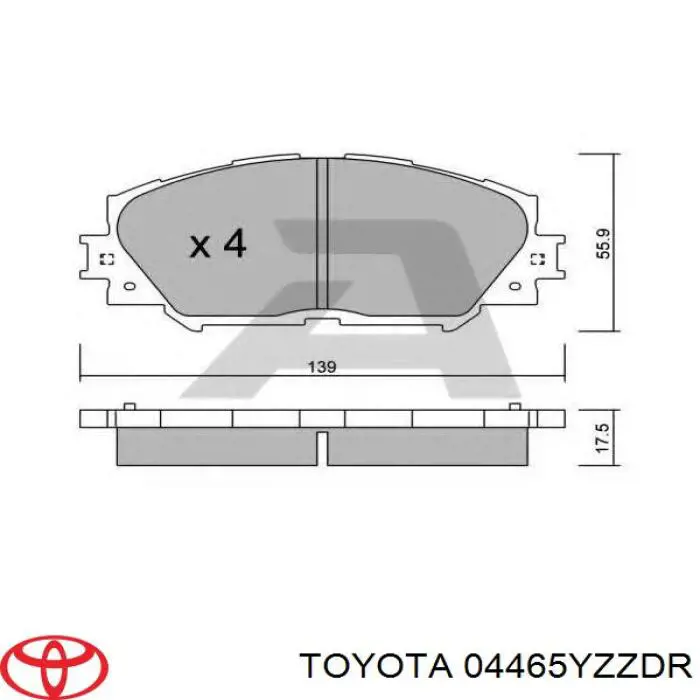 Купити 04465YZZDR Toyota Колодки гальмівні передні, дискові
