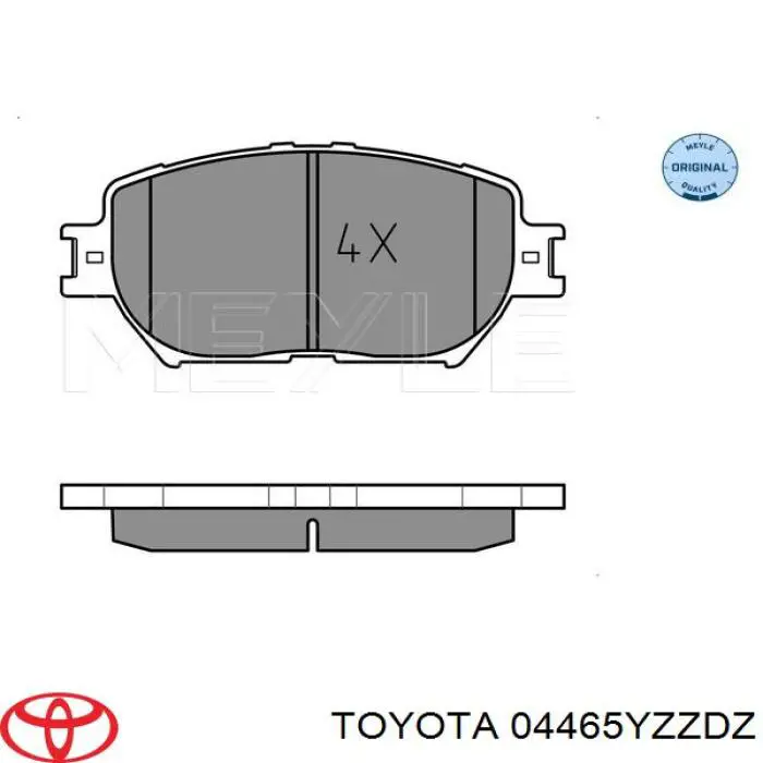 04465YZZDZ Toyota колодки гальмівні передні, дискові