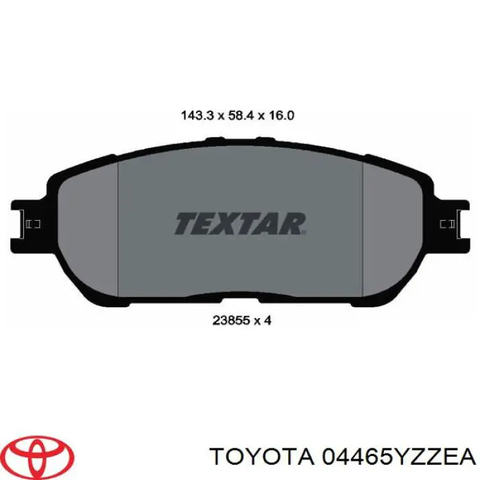 04465YZZEA Toyota колодки гальмівні передні, дискові