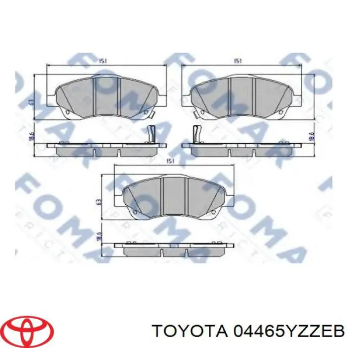 04465YZZEB Toyota Передні гальмівні колодки