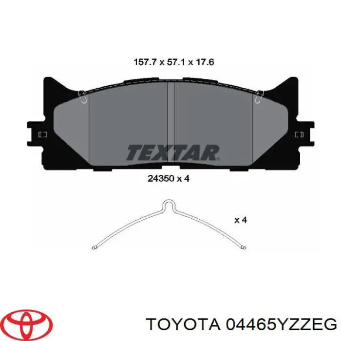 04465YZZEG Toyota колодки гальмівні передні, дискові