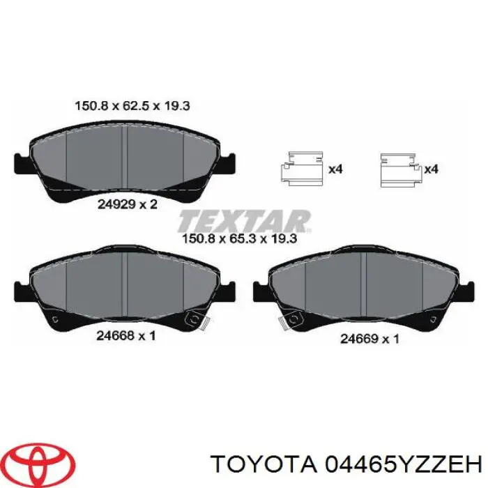 Гальмівні колодки Toyota 04465YZZEH ціна, від 23.67 USD