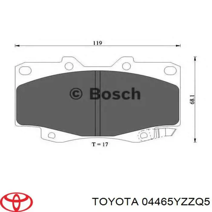 Колодки гальмівні передні, дискові 04465YZZQ5 Toyota