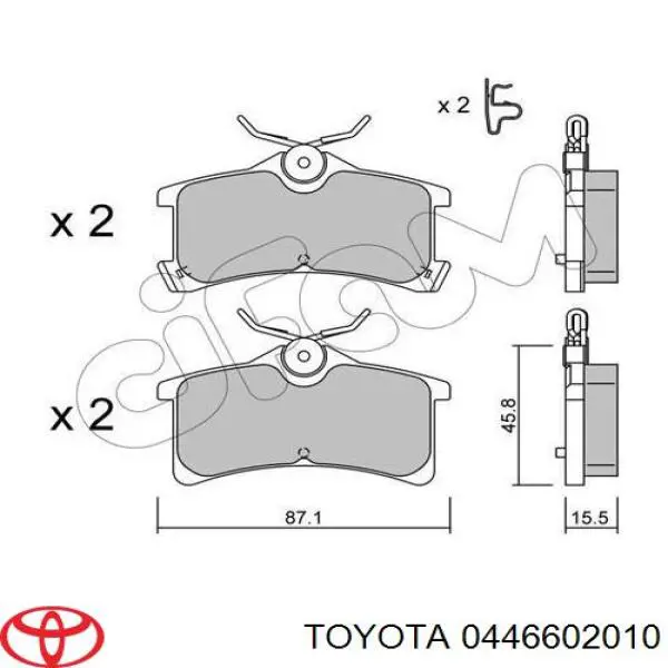 0446602010 Toyota колодки гальмові задні, дискові