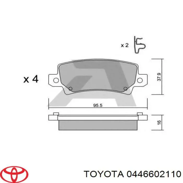 0446602110 Toyota колодки гальмові задні, дискові