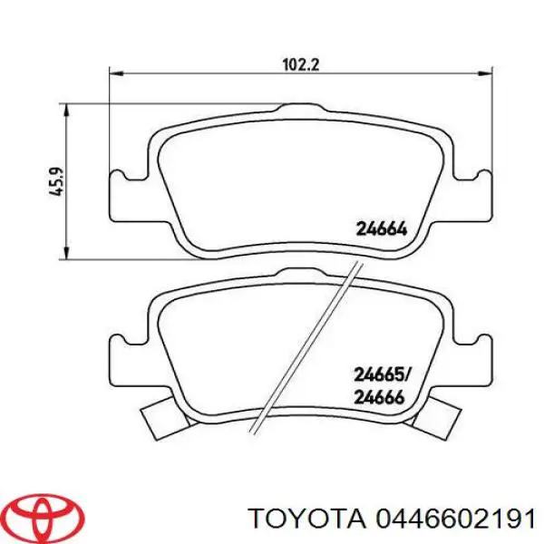 Купити 0446602191 Toyota Задні колодки