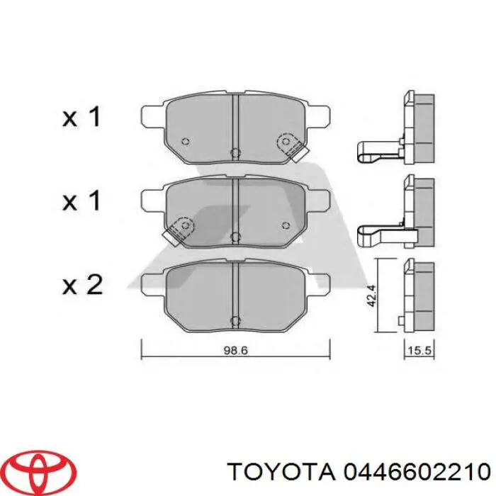 0446602210 Toyota колодки гальмові задні, дискові