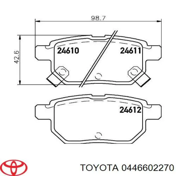 Колодки гальмові задні, дискові 0446602270 Toyota