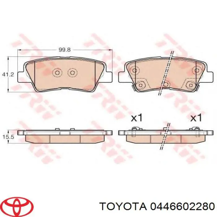 0446602280 Toyota колодки гальмові задні, дискові