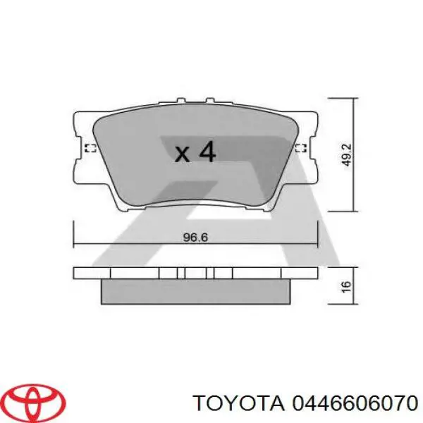 0446606070 Toyota колодки гальмові задні, дискові