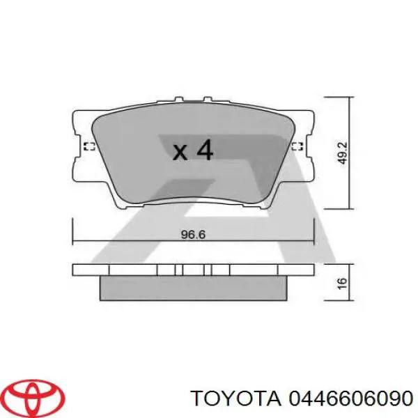 Задні дискові колодки Toyota 0446606090