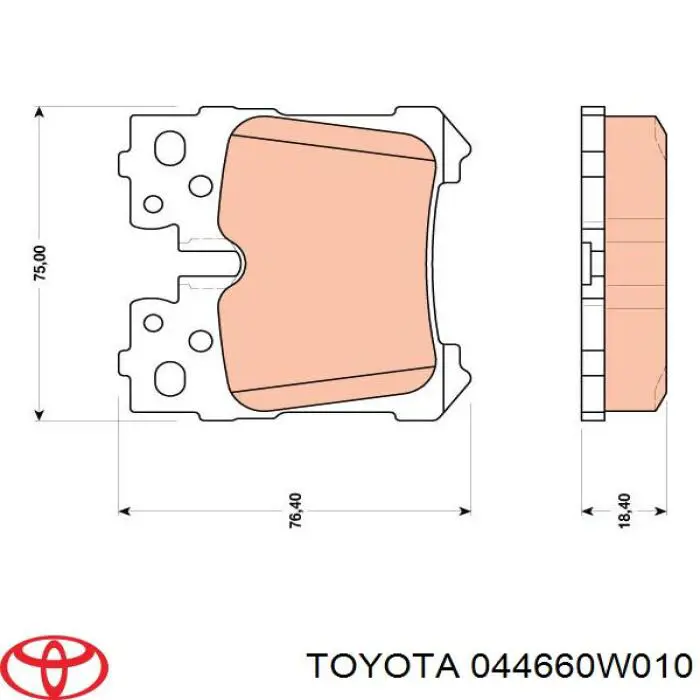 044660W010 Toyota колодки гальмові задні, дискові