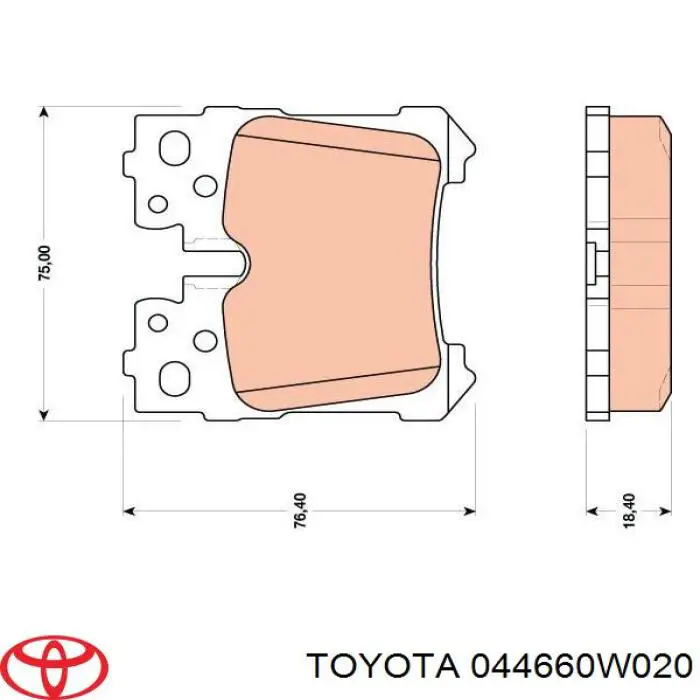 044660W020 Toyota Колодки гальмівні задні, дискові