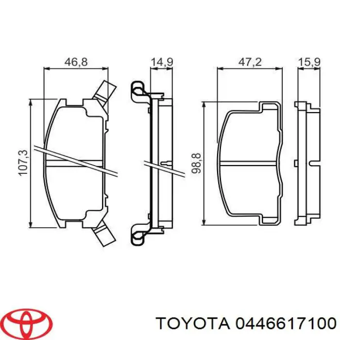 Колодки гальмові задні, дискові 0446617100 Toyota