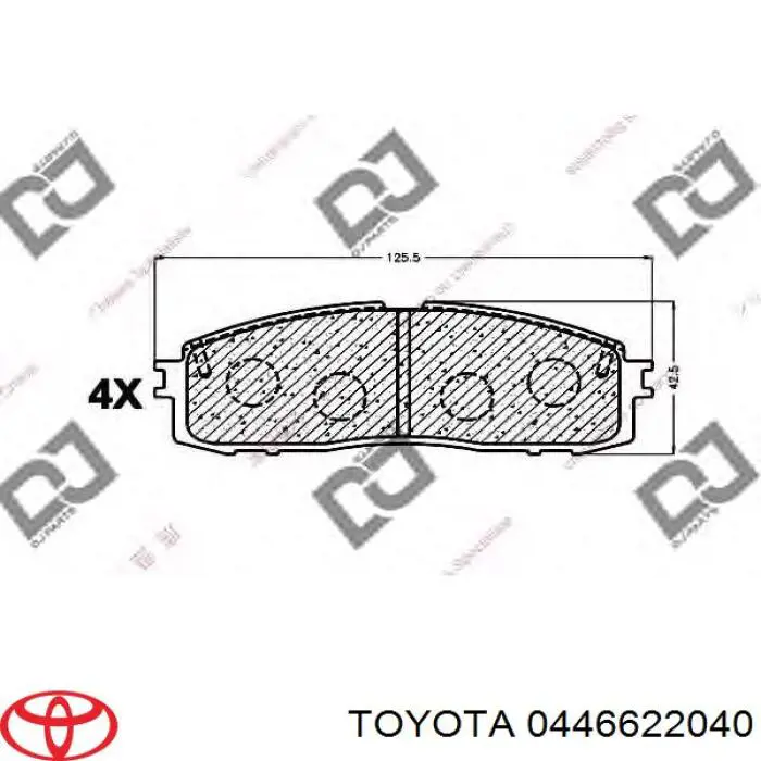 Колодки гальмові задні, дискові 0446622040 Toyota