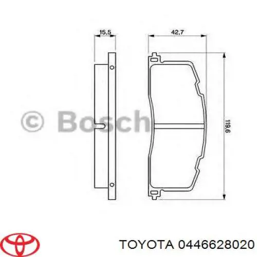 Задні гальмівні колодки 0446628020 Toyota