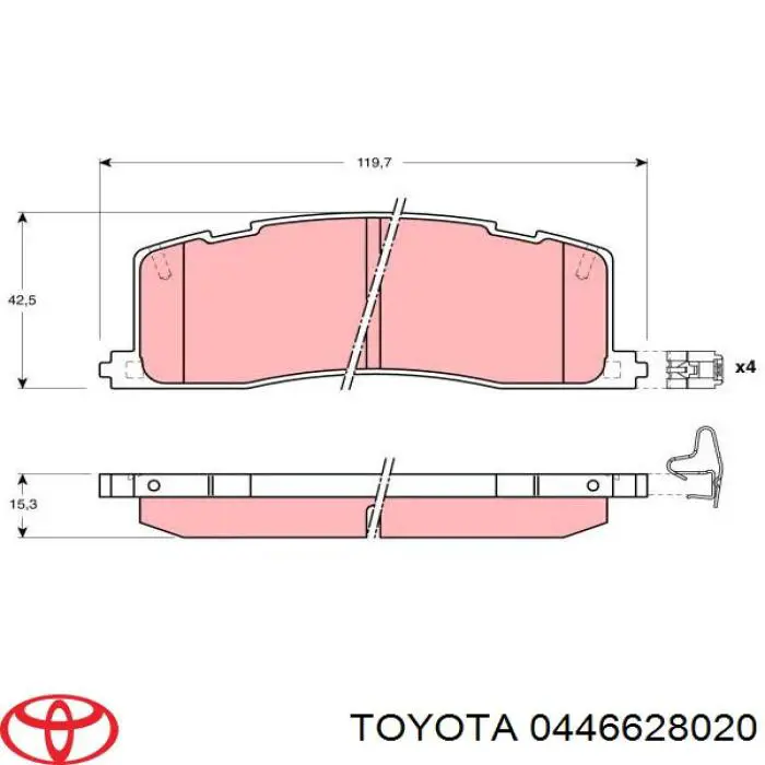 Купити 0446628020 Toyota Задні колодки
