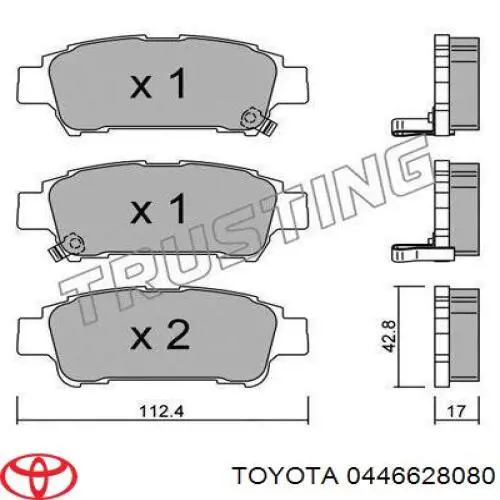 Задні гальмівні колодки Toyota 0446628080 ціна, від 17.75 USD