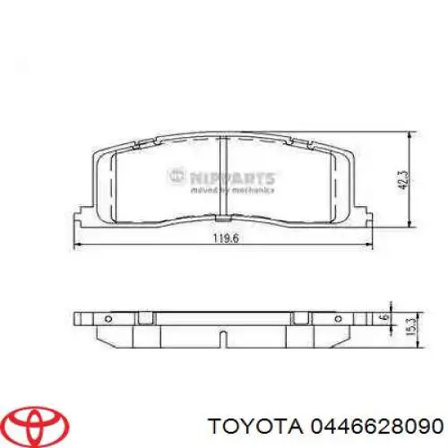 Задні гальмівні колодки 0446628090 Toyota