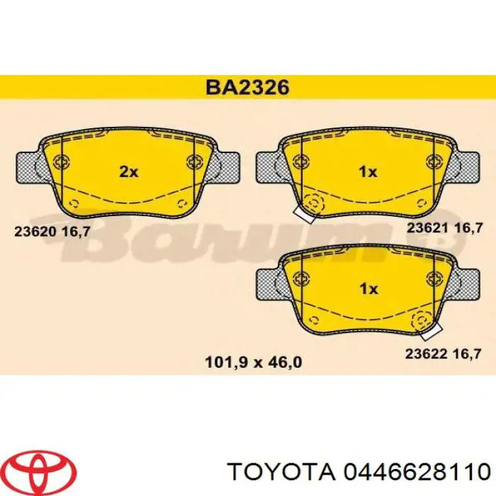 Задні дискові колодки Toyota 0446628110