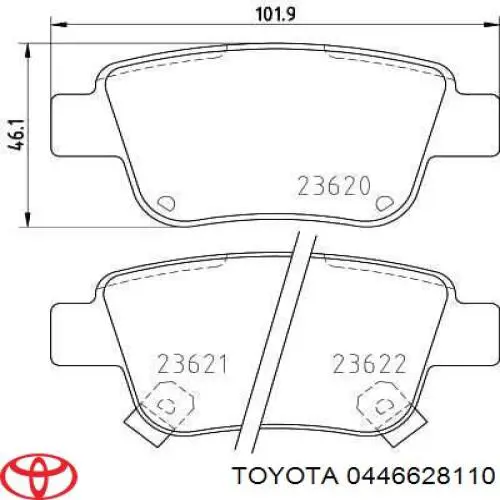 Задні гальмівні колодки 0446628110 Toyota