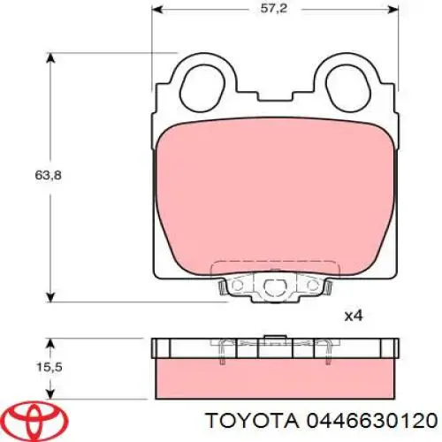 Задні гальмівні колодки Toyota 0446630120 ціна, від 19.21 USD