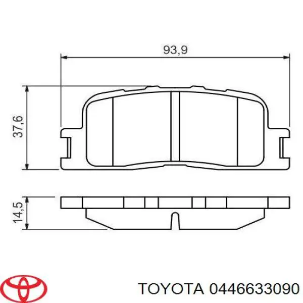 Колодки гальмові задні, дискові 0446633090 Toyota