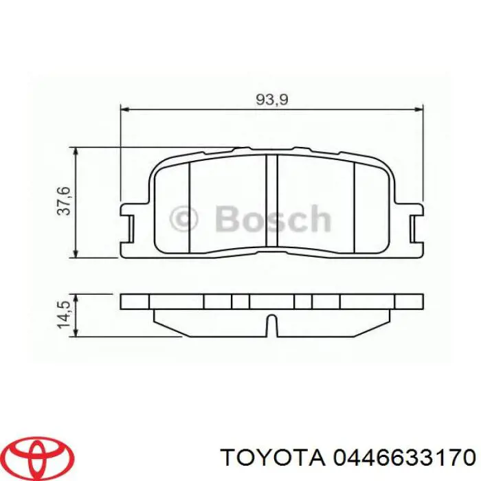 Колодки гальмові задні, дискові 0446633170 Toyota