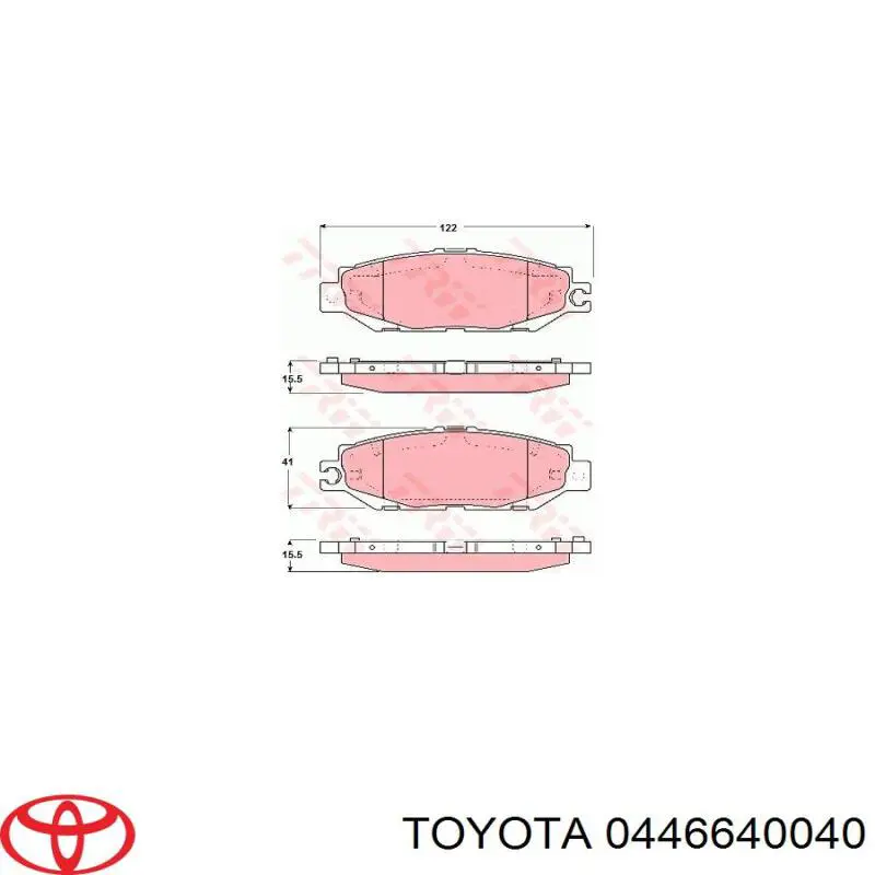 Колодки гальмові задні, дискові 0446640040 Toyota