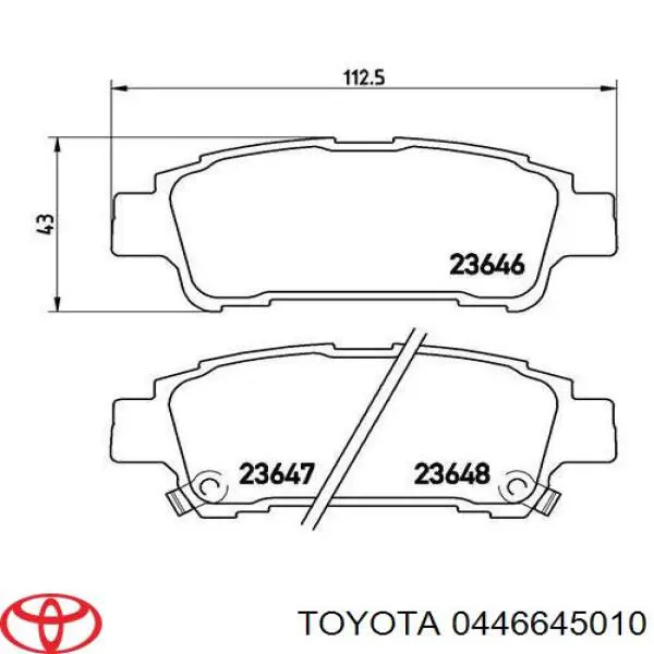Задні гальмівні колодки 0446645010 Toyota