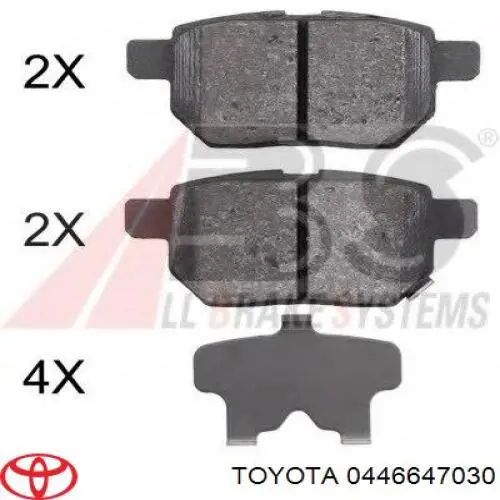 Колодки гальмові задні, дискові 0446647030 Toyota