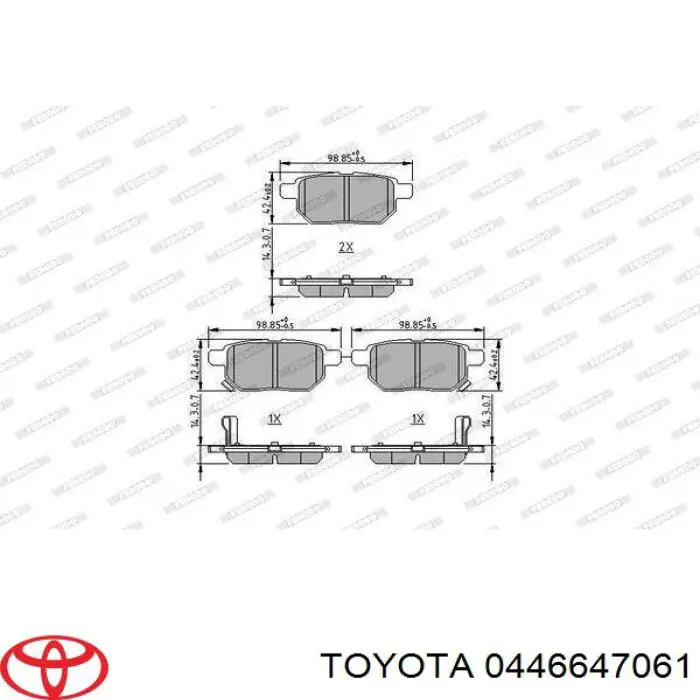 Колодки гальмові задні, дискові 0446647061 Toyota