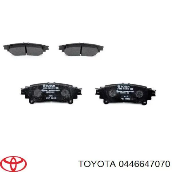 Задні гальмівні колодки 0446647070 Toyota