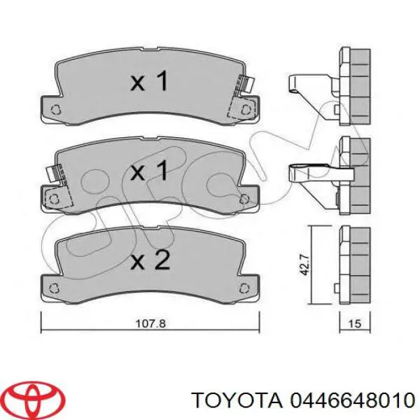 Колодки гальмові задні, дискові 0446648010 Toyota