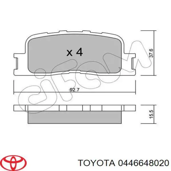 Колодки гальмові задні, дискові 0446648020 Toyota