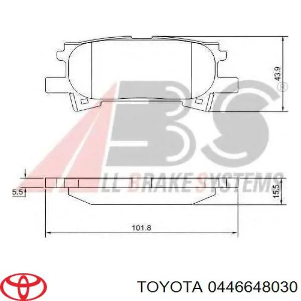 Задні гальмівні колодки Toyota 0446648030 ціна, від 19.92 USD