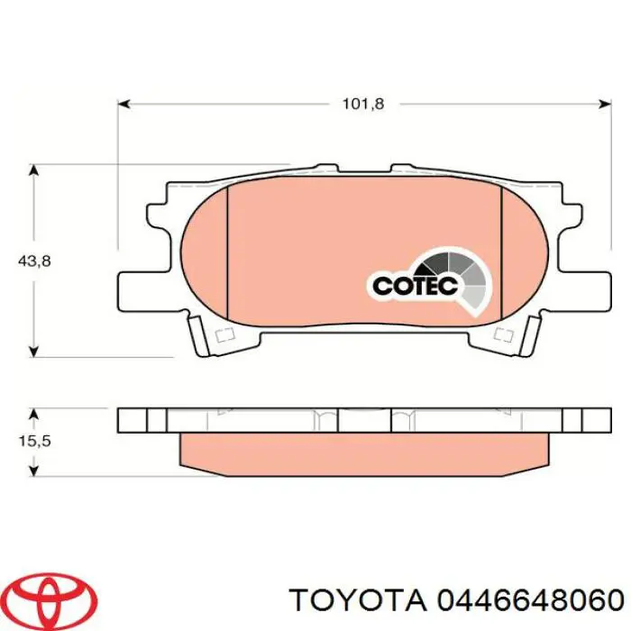 Задні гальмівні колодки 0446648060 Toyota
