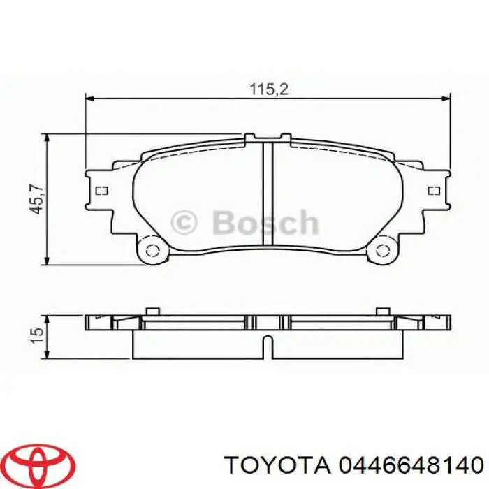 0446648140 Toyota колодки гальмові задні, дискові