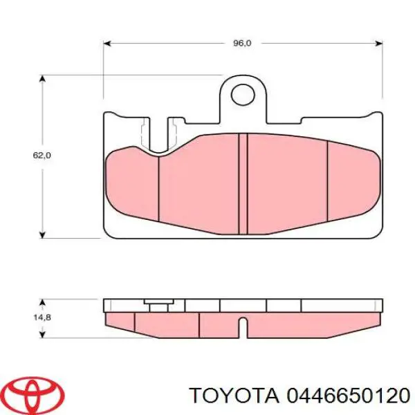0446650120 Toyota Колодки гальмівні задні, дискові