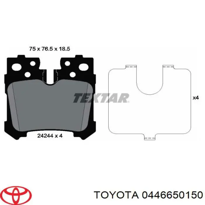 Задні гальмівні колодки Toyota 0446650150 ціна, від 31.78 USD
