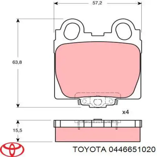 0446651020 Toyota колодки гальмові задні, дискові