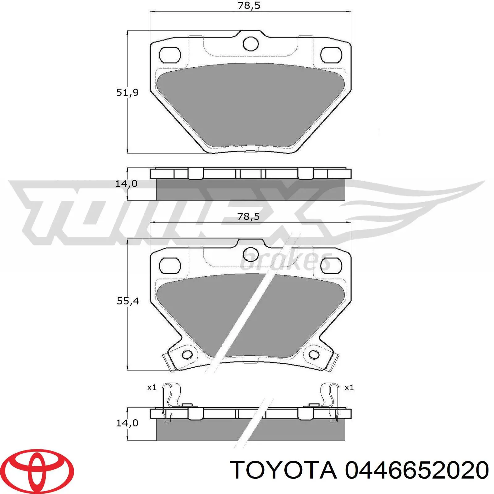 0446652020 Toyota колодки гальмові задні, дискові