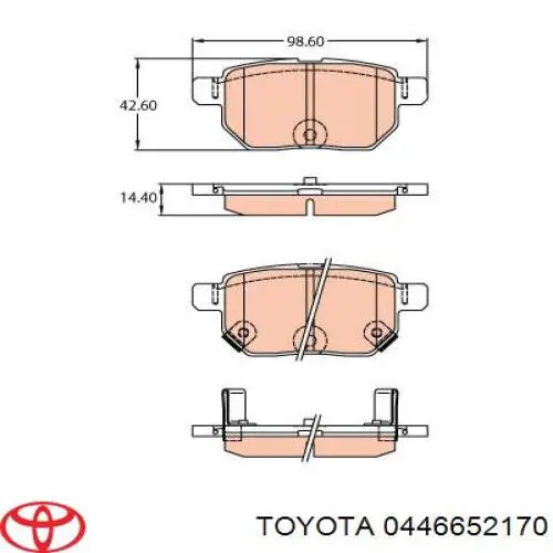 Задні гальмівні колодки 0446652170 Toyota