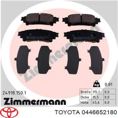 Задні гальмівні колодки Toyota 0446652180 ціна, від 20.04 USD