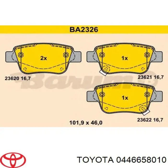 Задні гальмівні колодки Toyota 0446658010 ціна, від 15.86 USD
