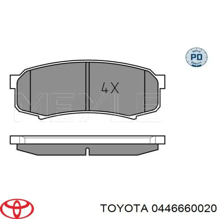 0446660020 Toyota колодки гальмові задні, дискові