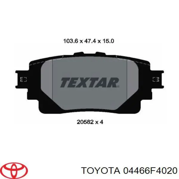 Колодки гальмові задні, дискові 04466F4020 Toyota